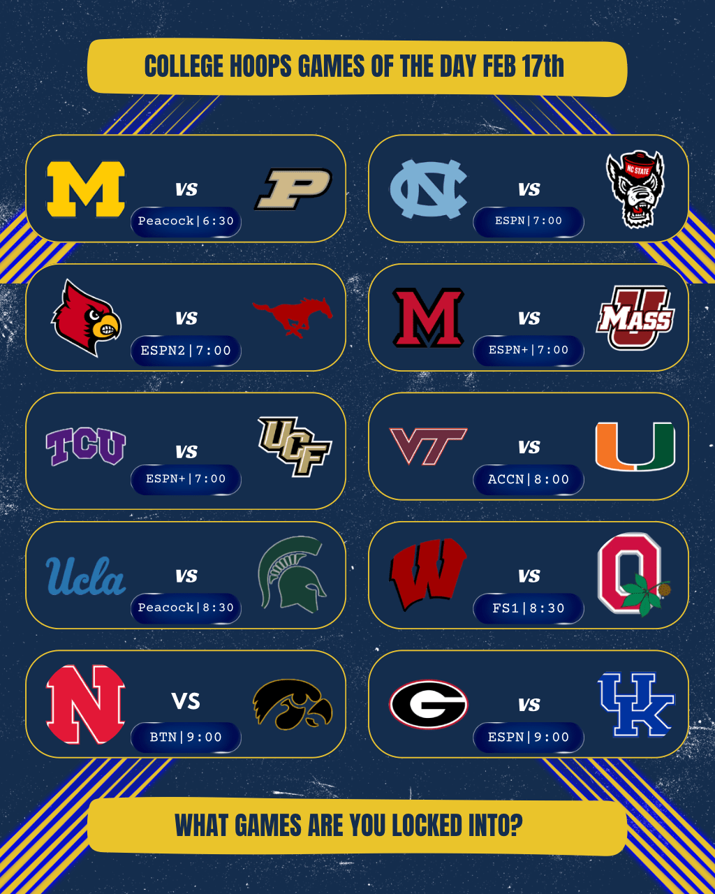 NCAA Hoops:  Top-10 Clash in Michigan vs. Purdue Headlines Massive Tuesday Slate | 2.17.26 SSM Hoops&nbsp;Newsletter